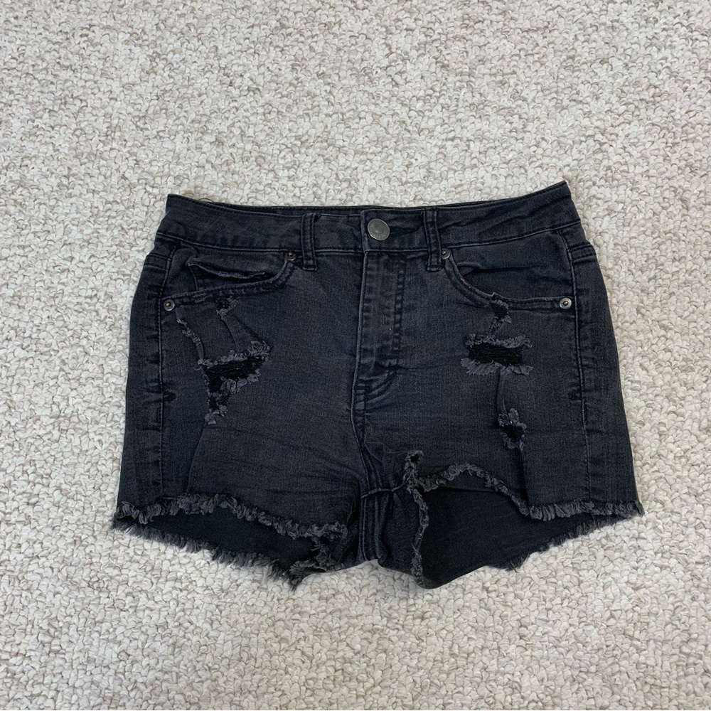 Aéropostale Black Distressed Denim Shorts